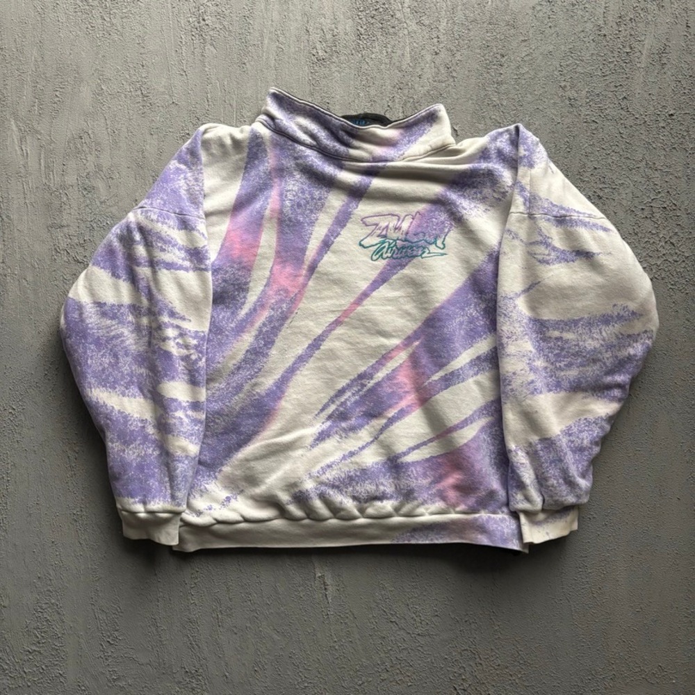 Vintage Zulu Reversible Abstract Graphic Sweatshirt Mens Large Black Purple 90s